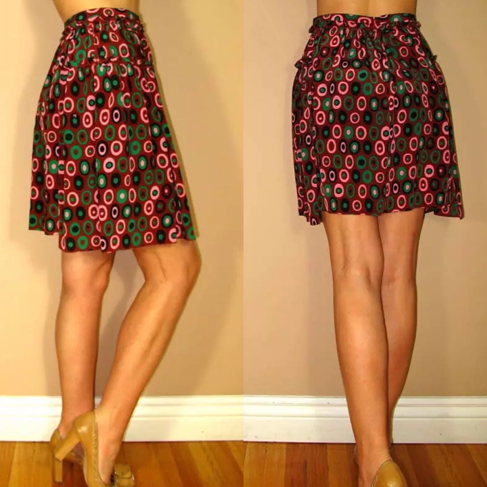 Missoni Silk Skirt Logo Scarf Print 42 Y2K Vintage XS Silk Chiffon Coquette New - Picture 6 of 16